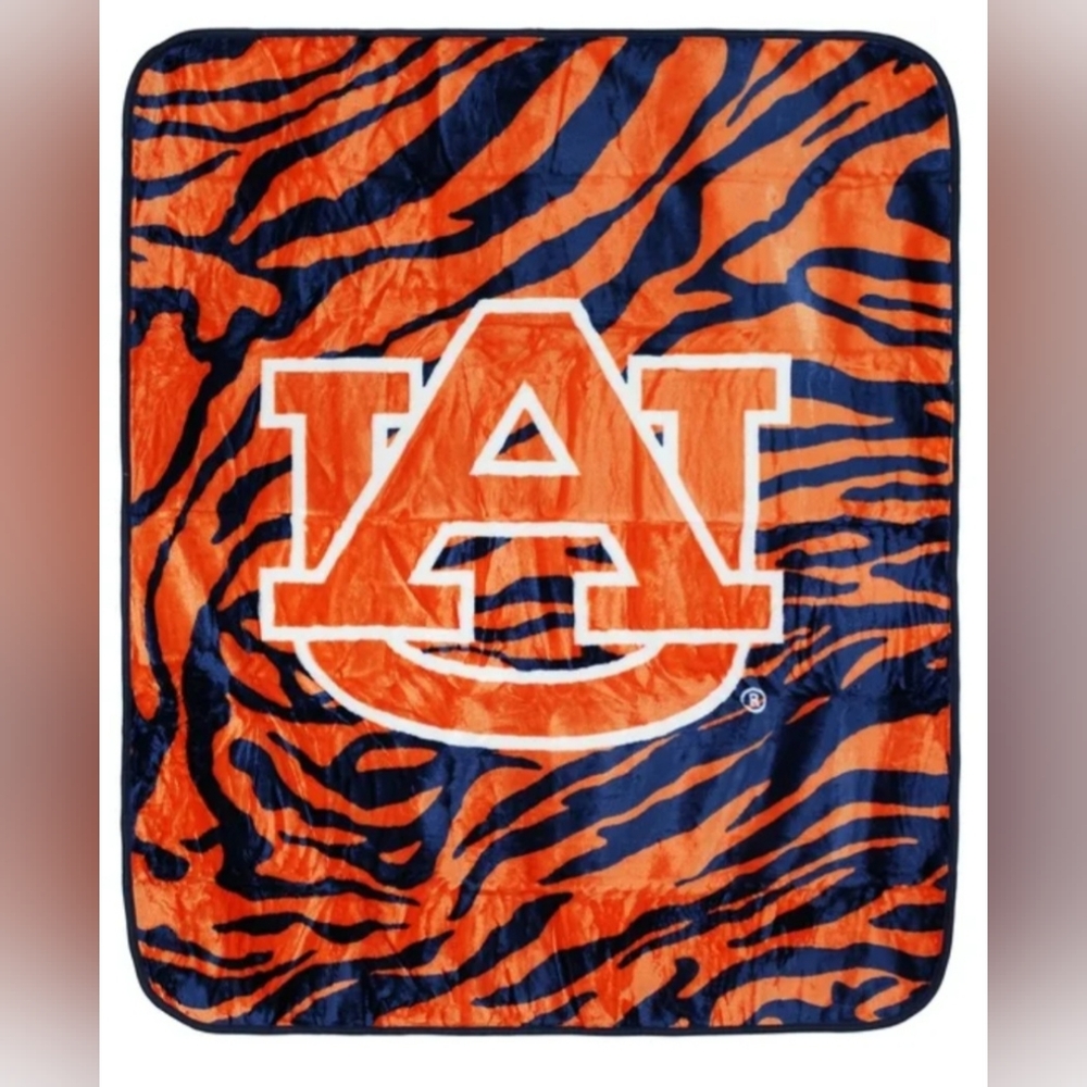 Auburn Tigers Raschel Throw Blanket 50" X 60" NEW soft